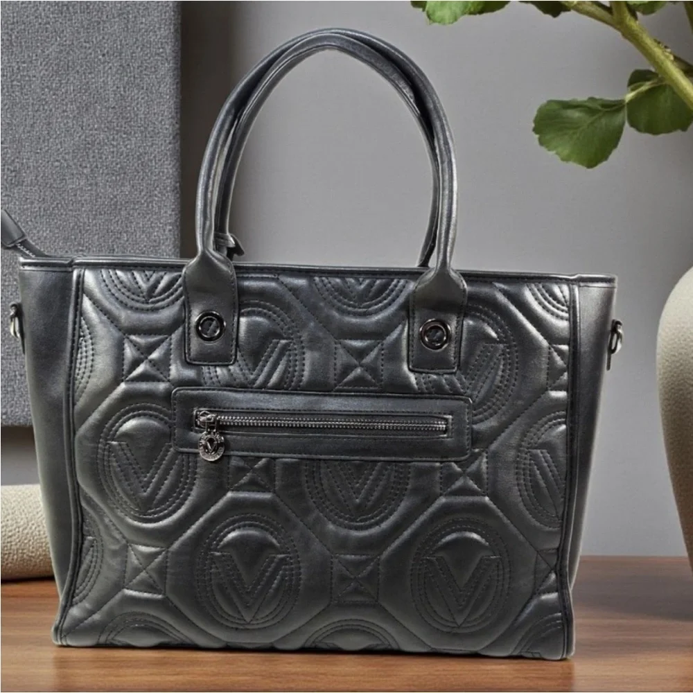 Valentino Orlandi Black Quilted Tote NWT Large one!